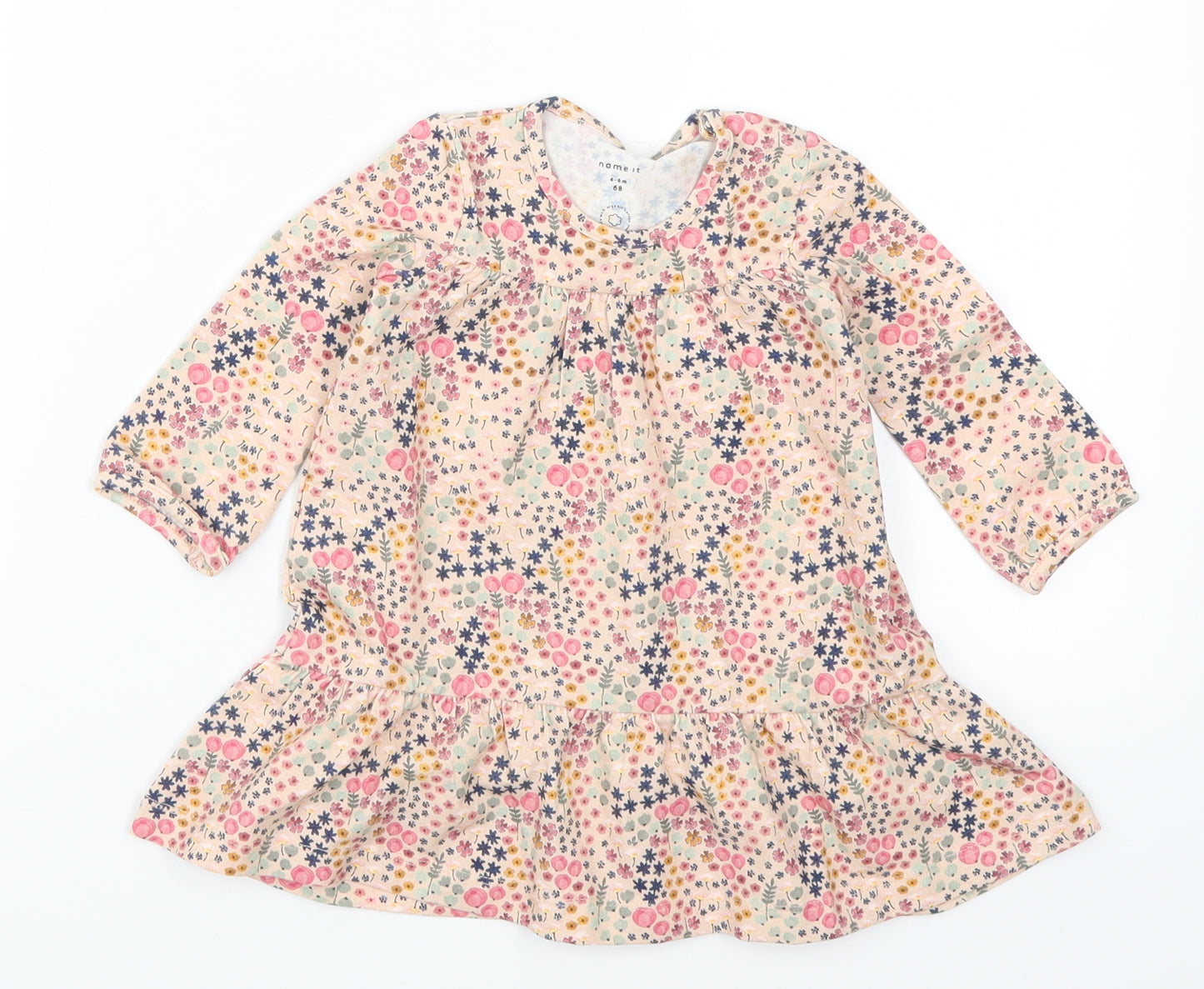 Preworn Girls Pink Floral  Trapeze & Swing  Size 3-6 Months