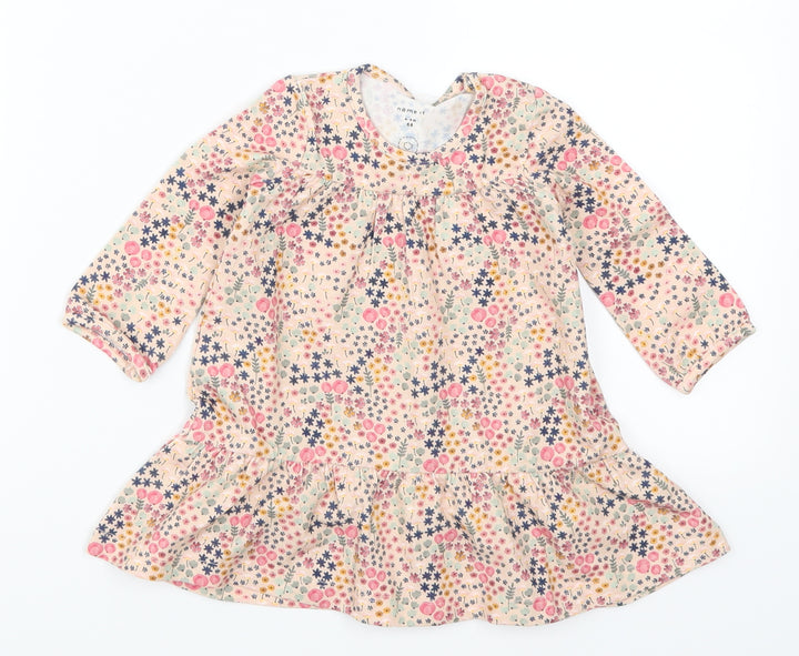 Preworn Girls Pink Floral  Trapeze & Swing  Size 3-6 Months