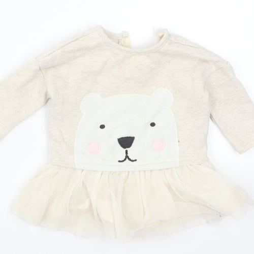 NEXT Girls Beige   Basic T-Shirt Size 3-6 Months  - Polar Bear