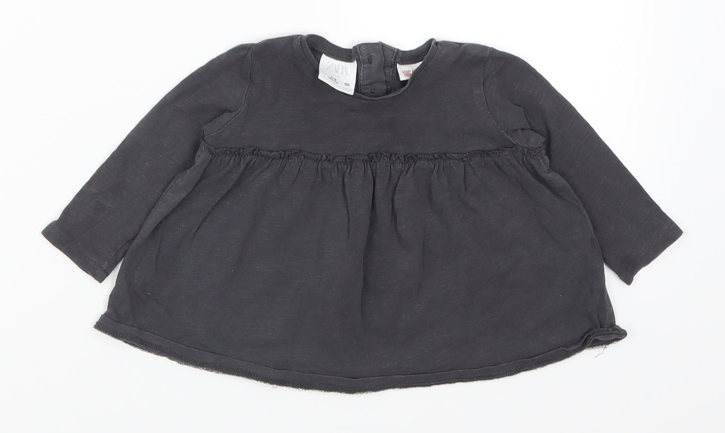 Zara Girls Grey   Basic T-Shirt Size 3-6 Months