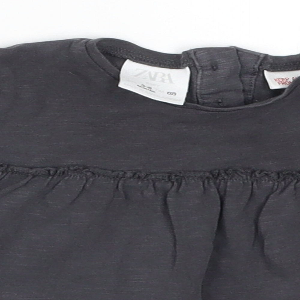 Zara Girls Grey   Basic T-Shirt Size 3-6 Months