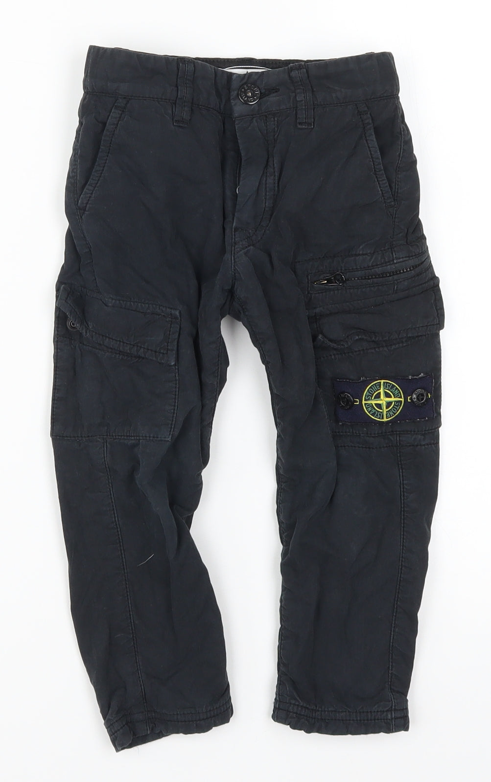 Stone Island Boys Black   Cargo Trousers Size 2 Years