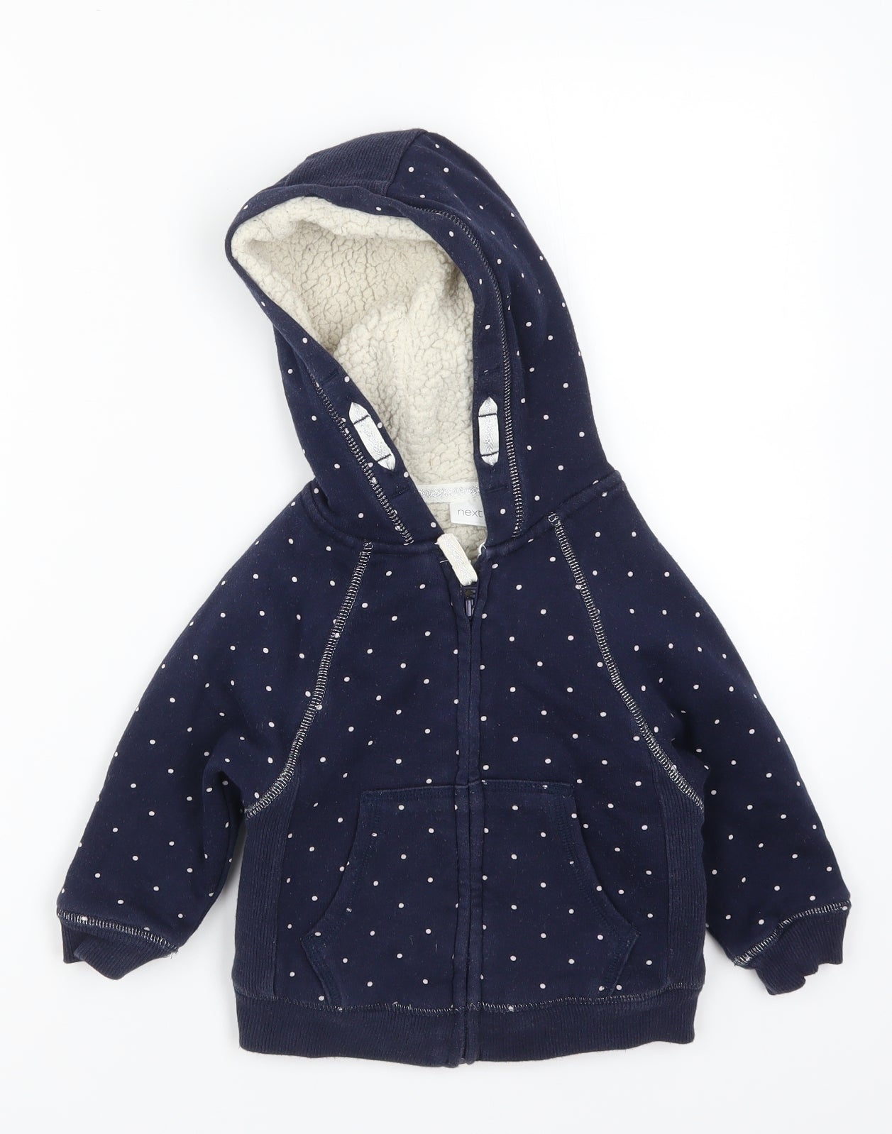 NEXT Girls Blue Polka Dot  Full Zip Hoodie Size 2-3 Years