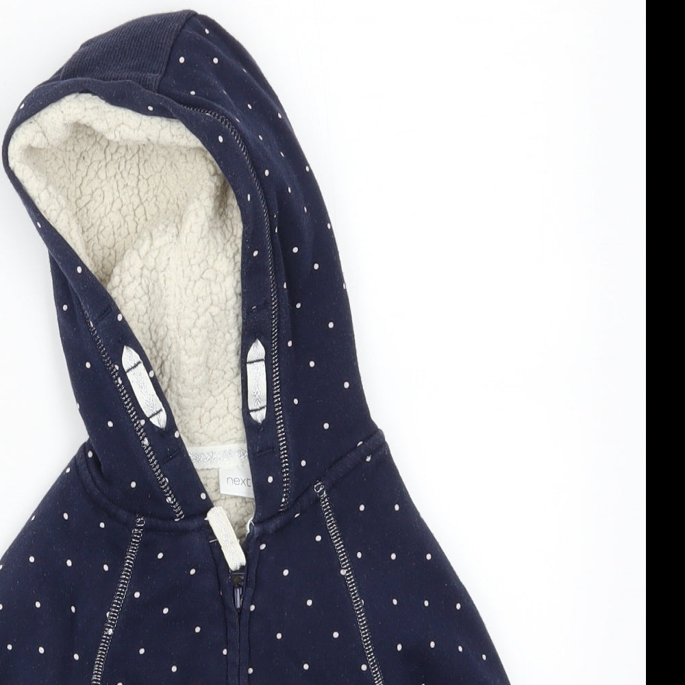 NEXT Girls Blue Polka Dot  Full Zip Hoodie Size 2-3 Years