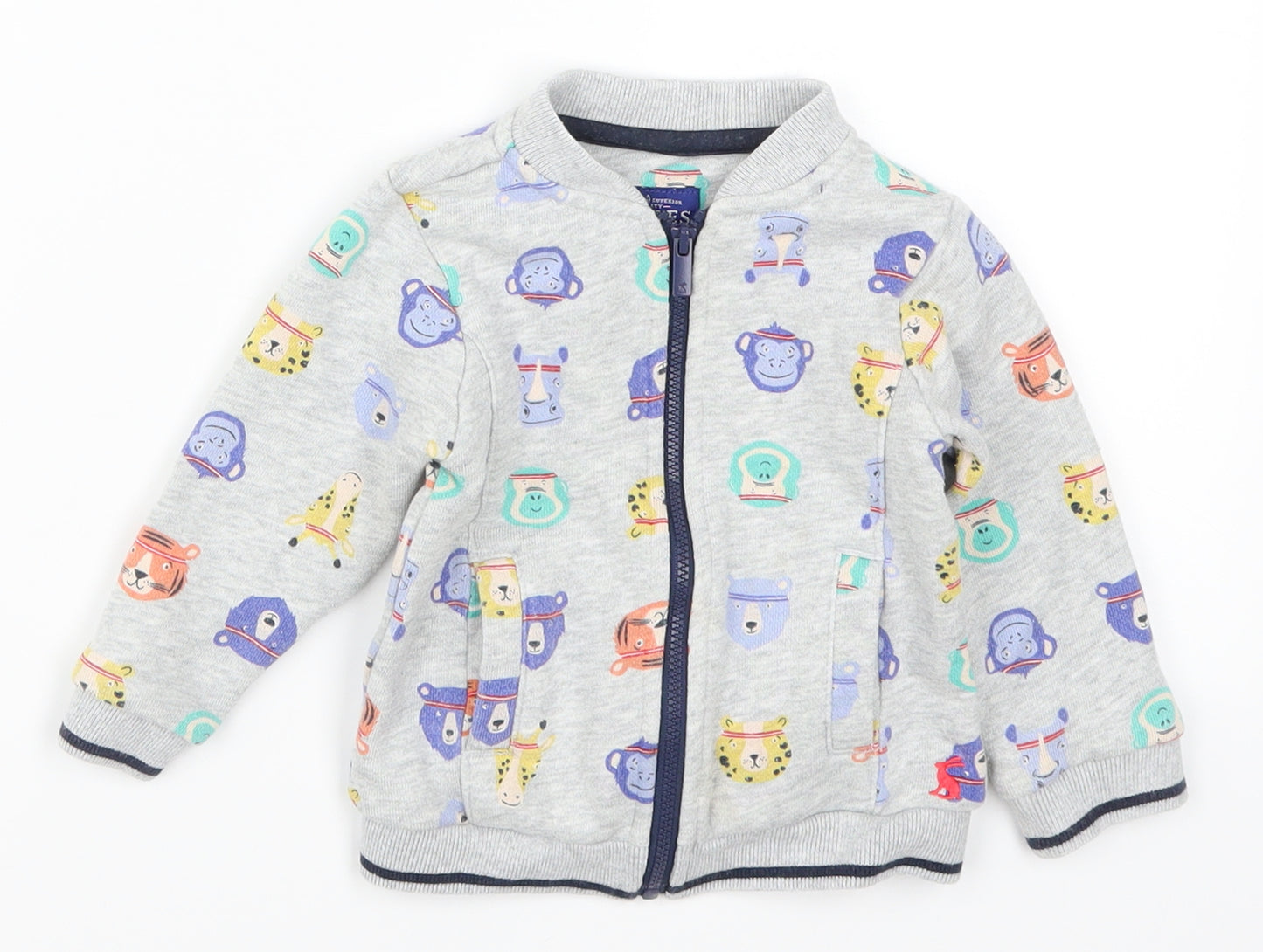 Joules Boys Grey   Jacket  Size 9-12 Months  - Animal Prints