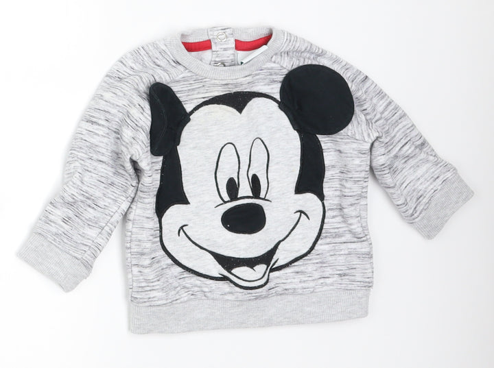 Disney Boys Grey   Basic T-Shirt Size 3-6 Months  - Mickey Mouse