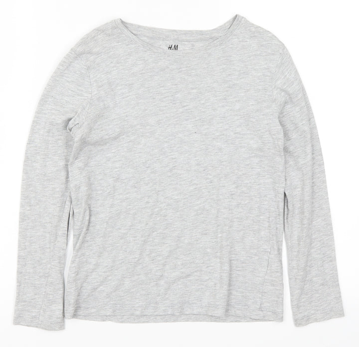 H&M Girls Grey Basic T-Shirt Size 7-8 Years
