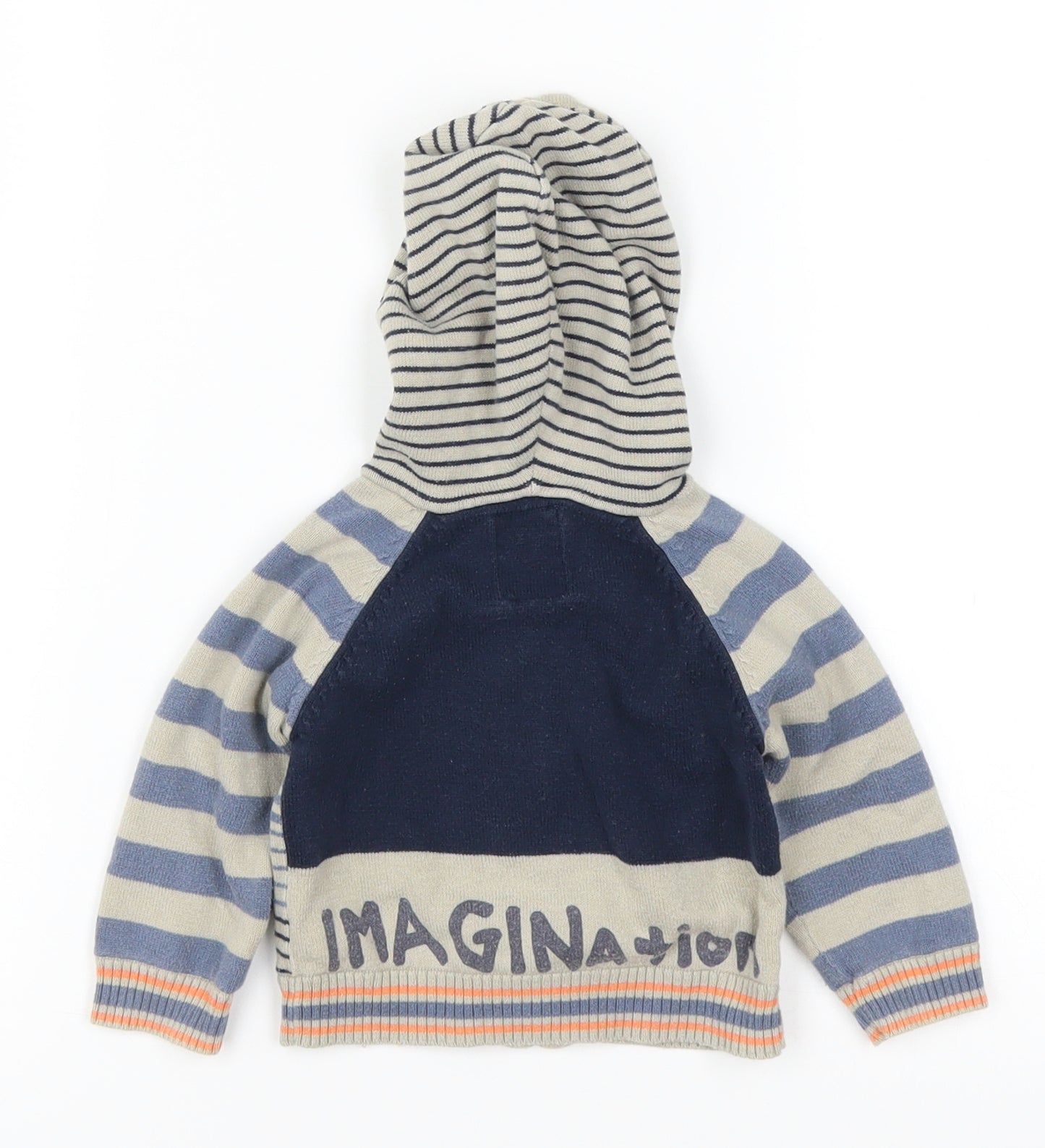 mamas & papas Boys Blue Striped  Full Zip Jumper Size 3-6 Months  - Imagination