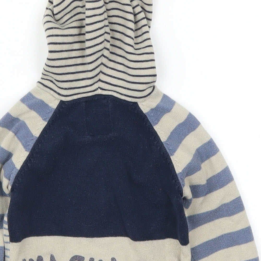 mamas & papas Boys Blue Striped  Full Zip Jumper Size 3-6 Months  - Imagination