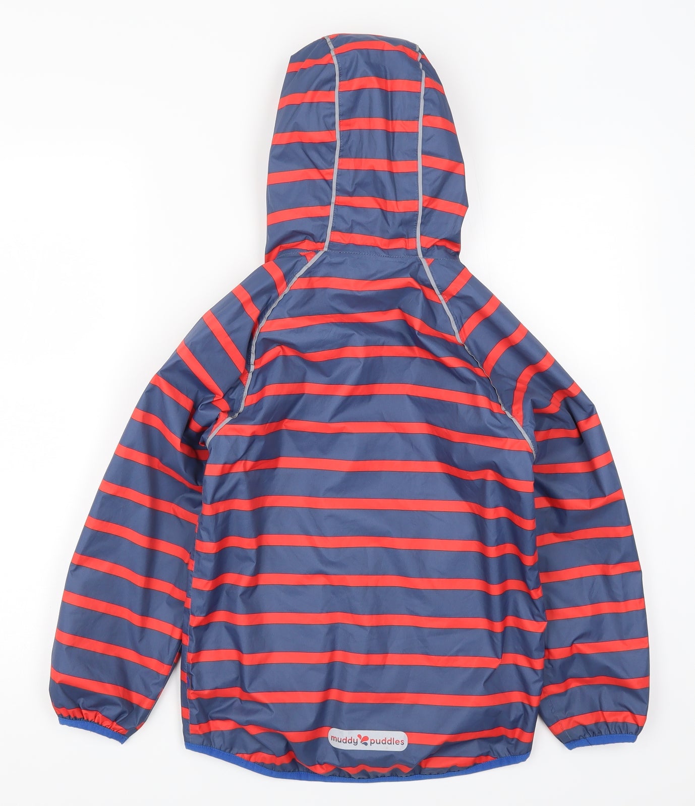 Muddy Puddles Boys Red Striped  Rain Coat Coat Size 7-8 Years  - Blue