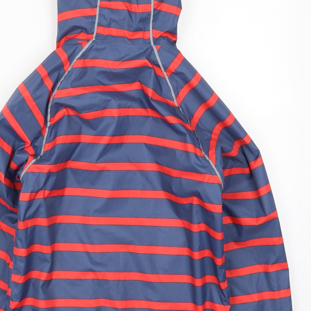 Muddy Puddles Boys Red Striped  Rain Coat Coat Size 7-8 Years  - Blue