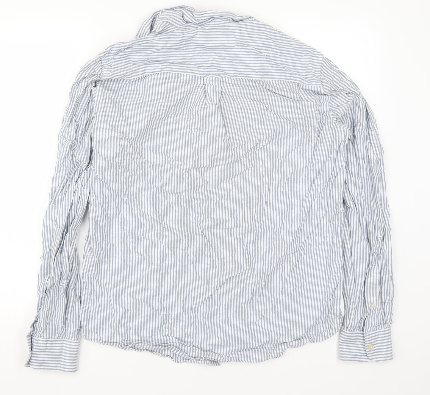 TU Mens Blue Striped   Button-Up Size M