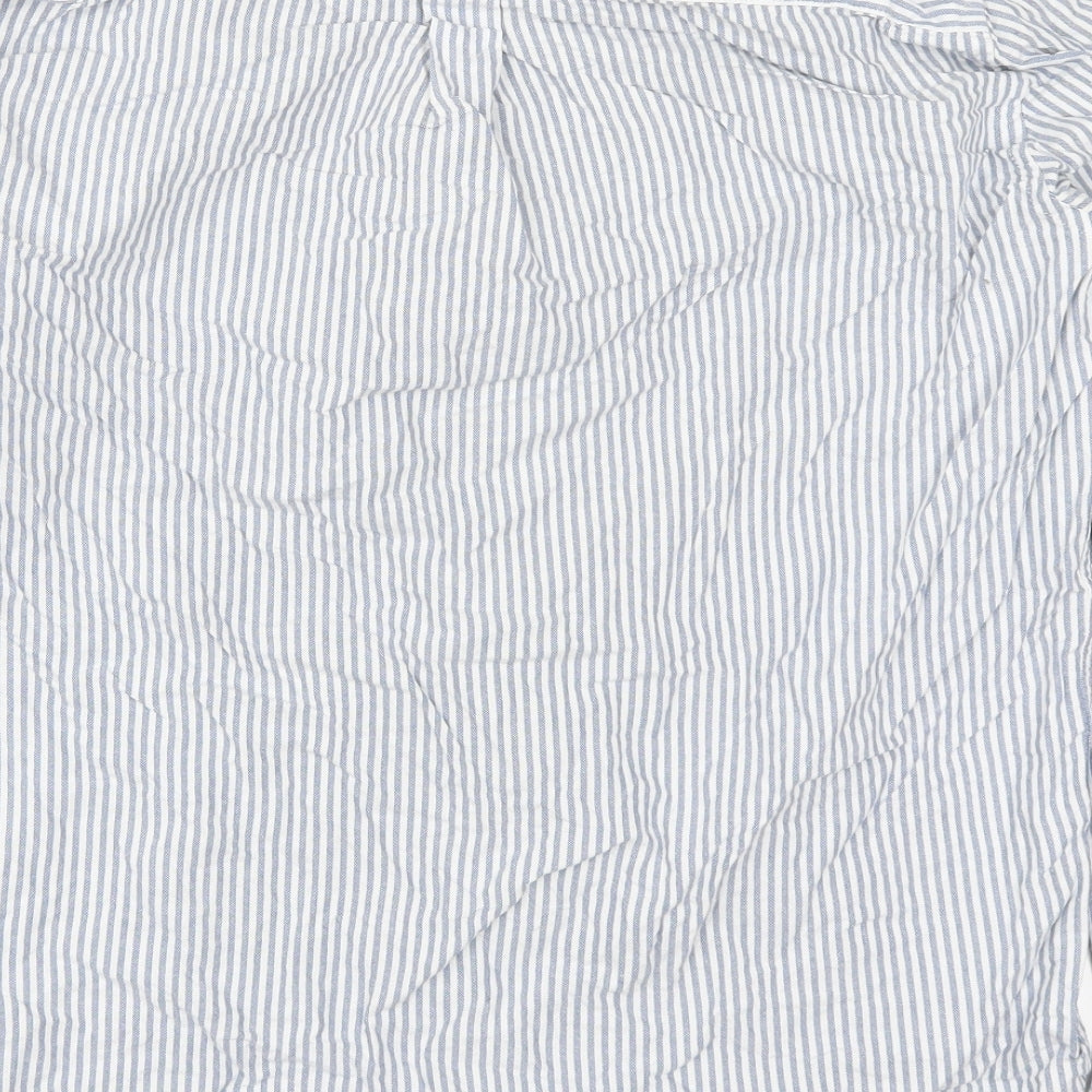 TU Mens Blue Striped   Button-Up Size M