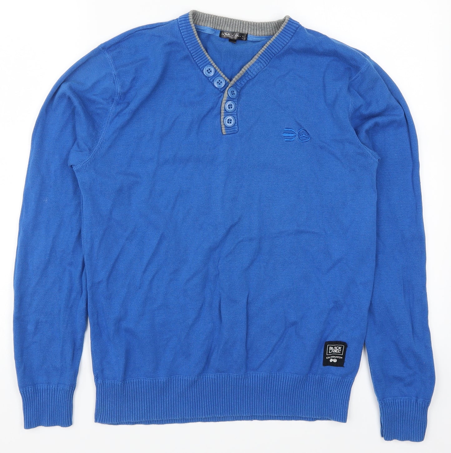 Crosshatch Mens Blue  Knit Pullover Jumper Size M