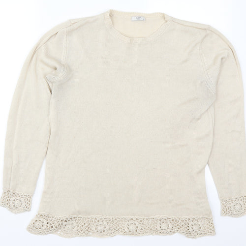 Cotton Traders Womens Beige  Knit Pullover Jumper Size 12