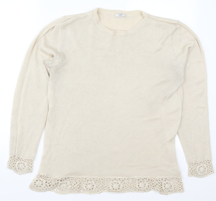 Cotton Traders Womens Beige Knit Pullover Jumper Size 12