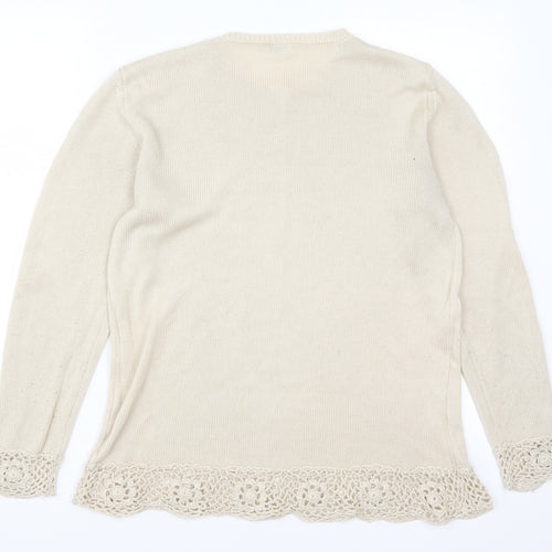 Cotton Traders Womens Beige  Knit Pullover Jumper Size 12