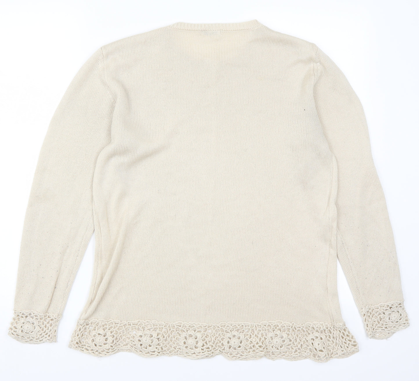 Cotton Traders Womens Beige  Knit Pullover Jumper Size 12