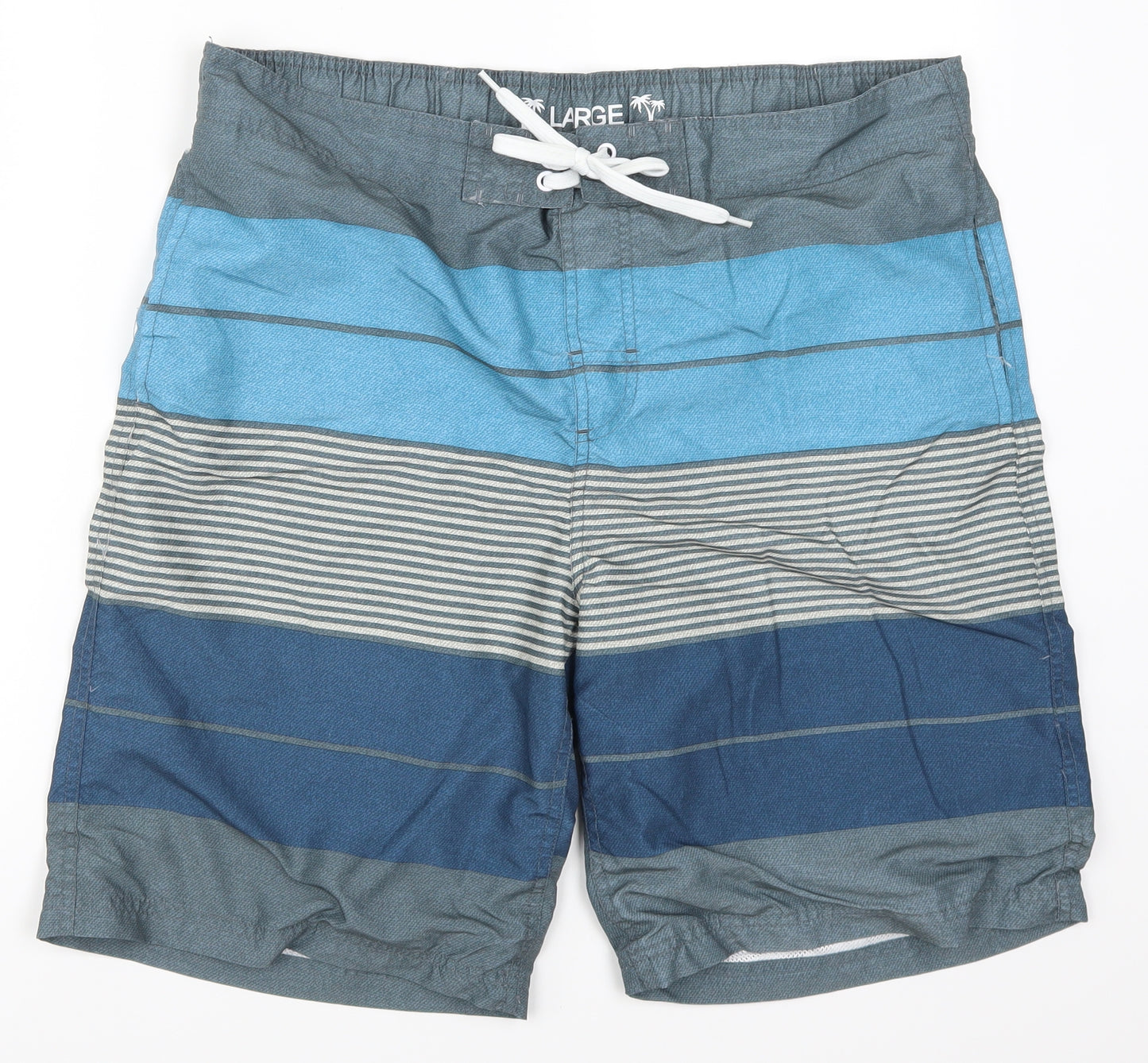 Cedar Wood State Mens Blue Striped  Athletic Shorts Size L