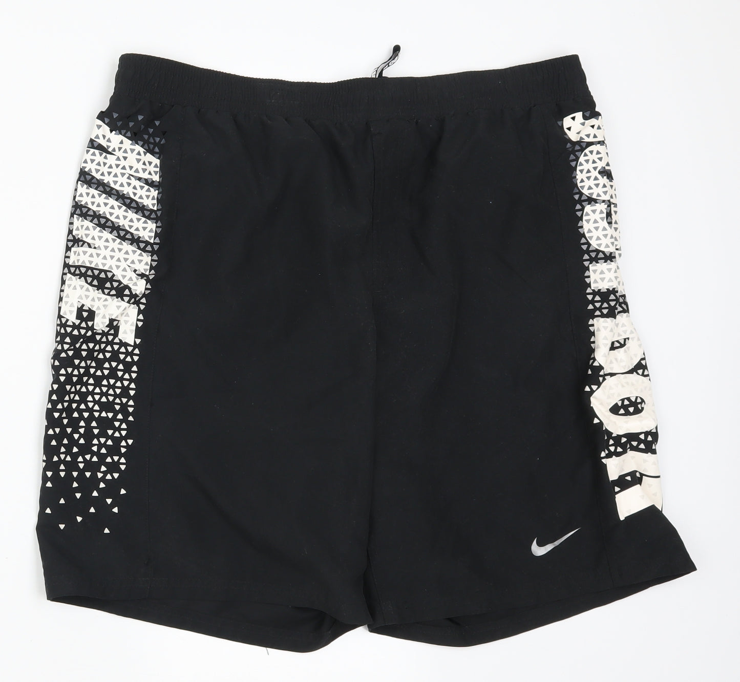 Nike Mens Black Geometric  Athletic Shorts Size L - Just Do It