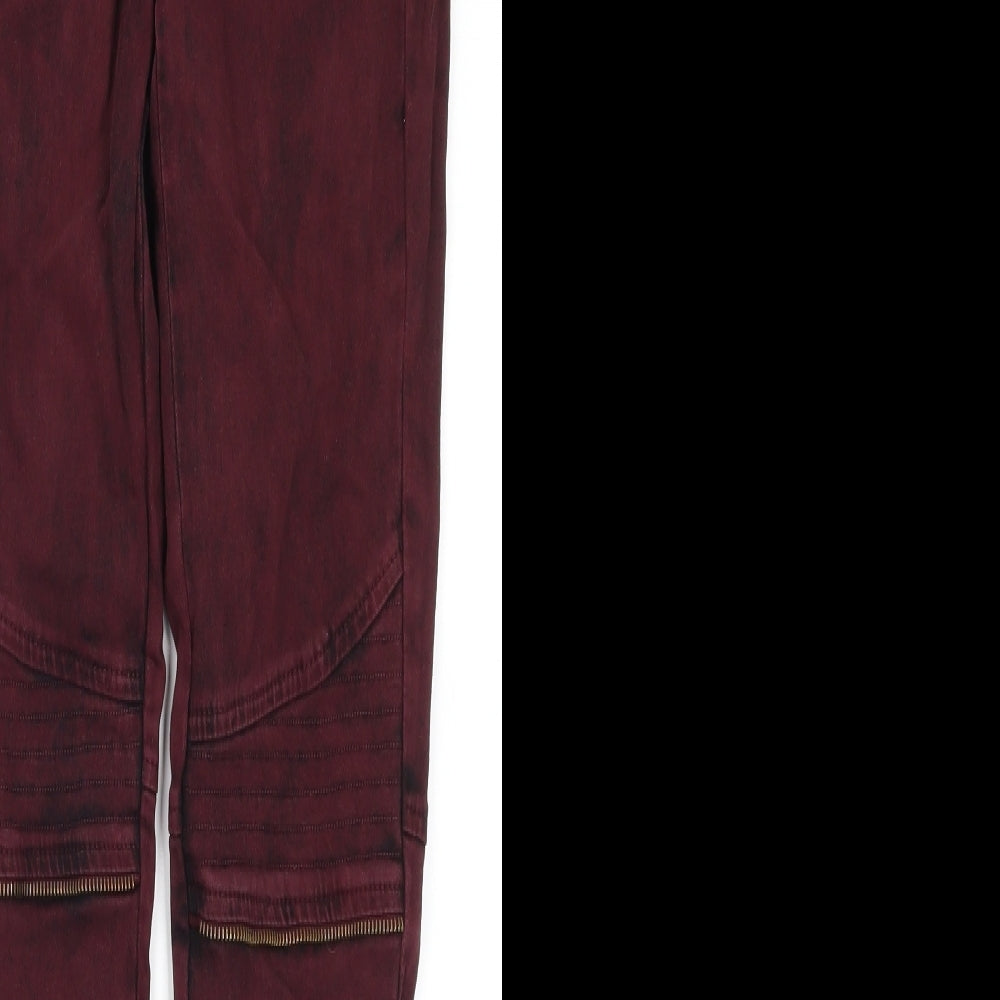 Topshop Womens Red  Denim Skinny Jeans Size 8 L28 in - Burgundy