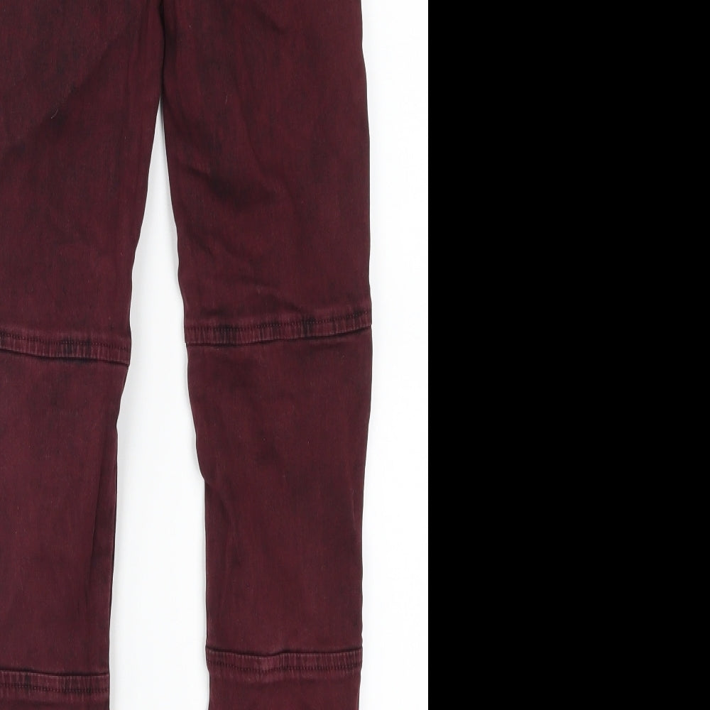 Topshop Womens Red  Denim Skinny Jeans Size 8 L28 in - Burgundy