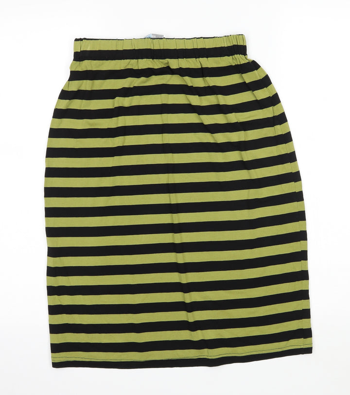 One Life Womens Green Striped Jersey Straight & Pencil Skirt Size S