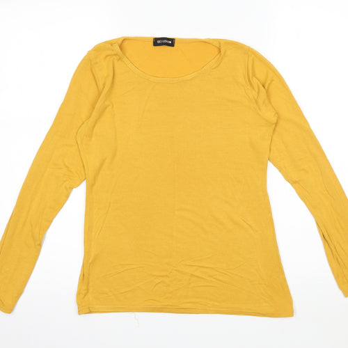 QED London Womens Yellow  Jersey Basic T-Shirt Size 14