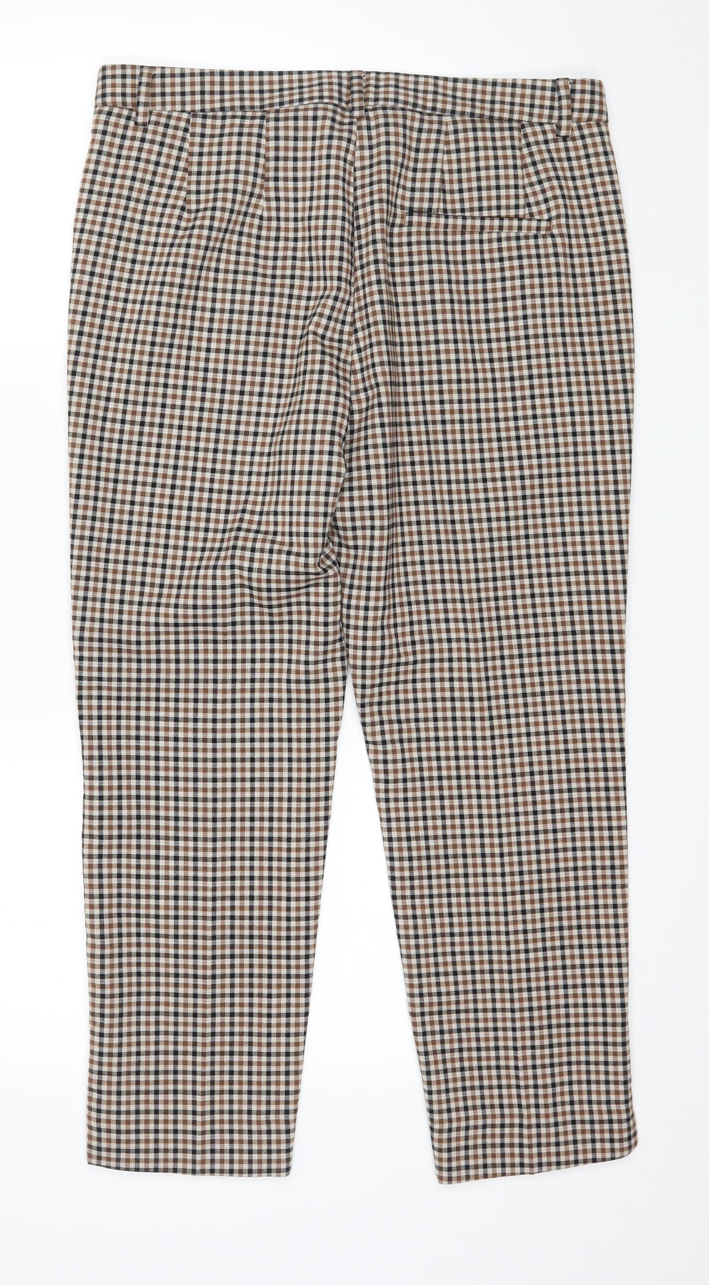Marks and Spencer Womens Brown Check  Trousers  Size 12 L24 in