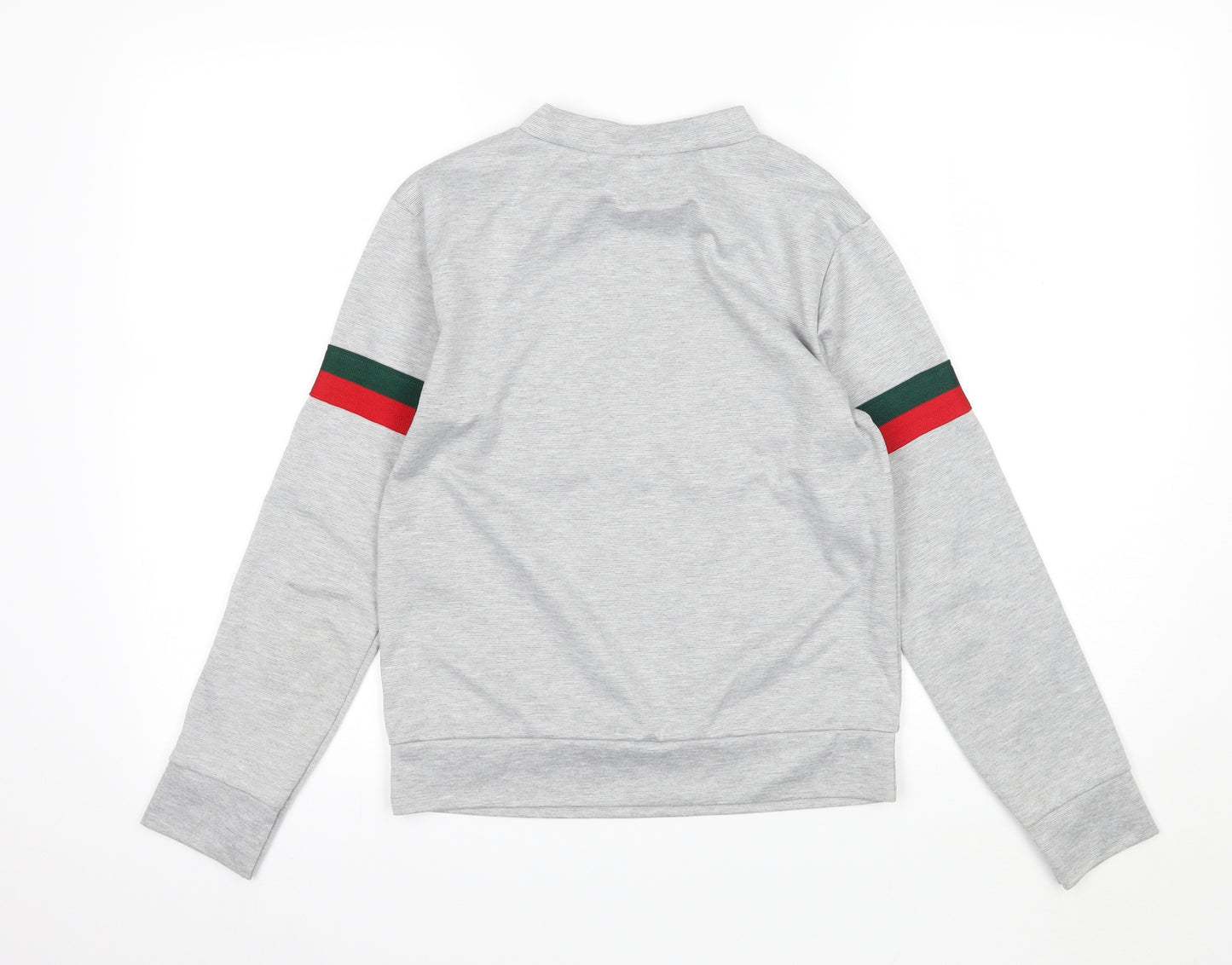Misspap Womens Grey Striped Jersey Pullover Sweatshirt Size S