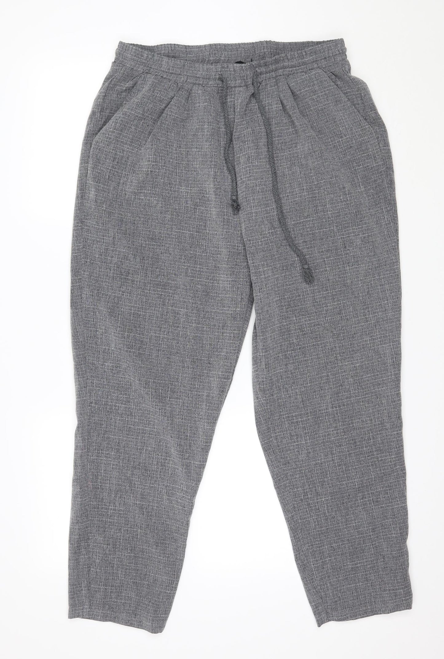 PRETTYLITTLETHING Womens Blue Check  Trousers  Size 14 L25 in