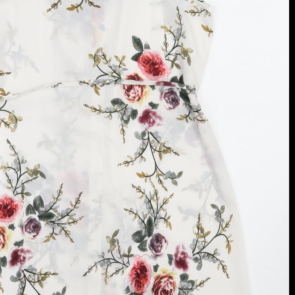 SheIn Womens White Floral  Slip Dress  Size L