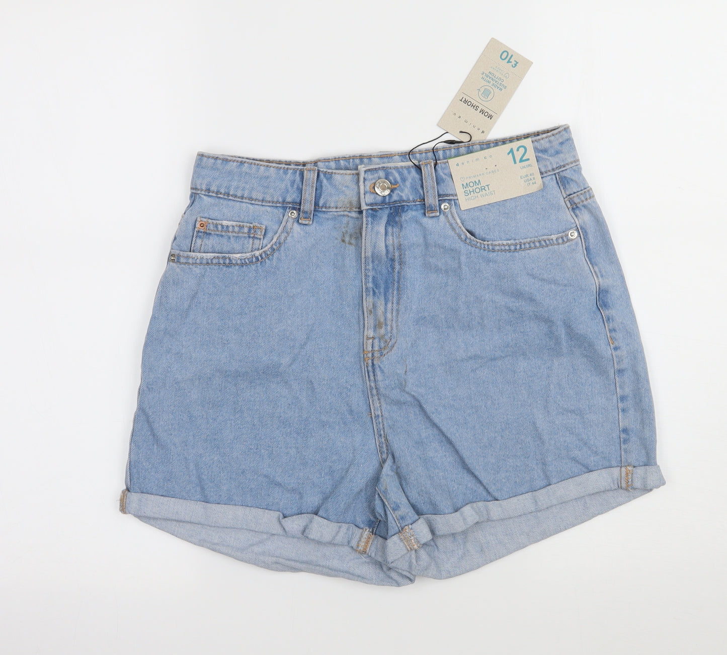Denim & Co. Womens Blue  Denim Hot Pants Shorts Size 12