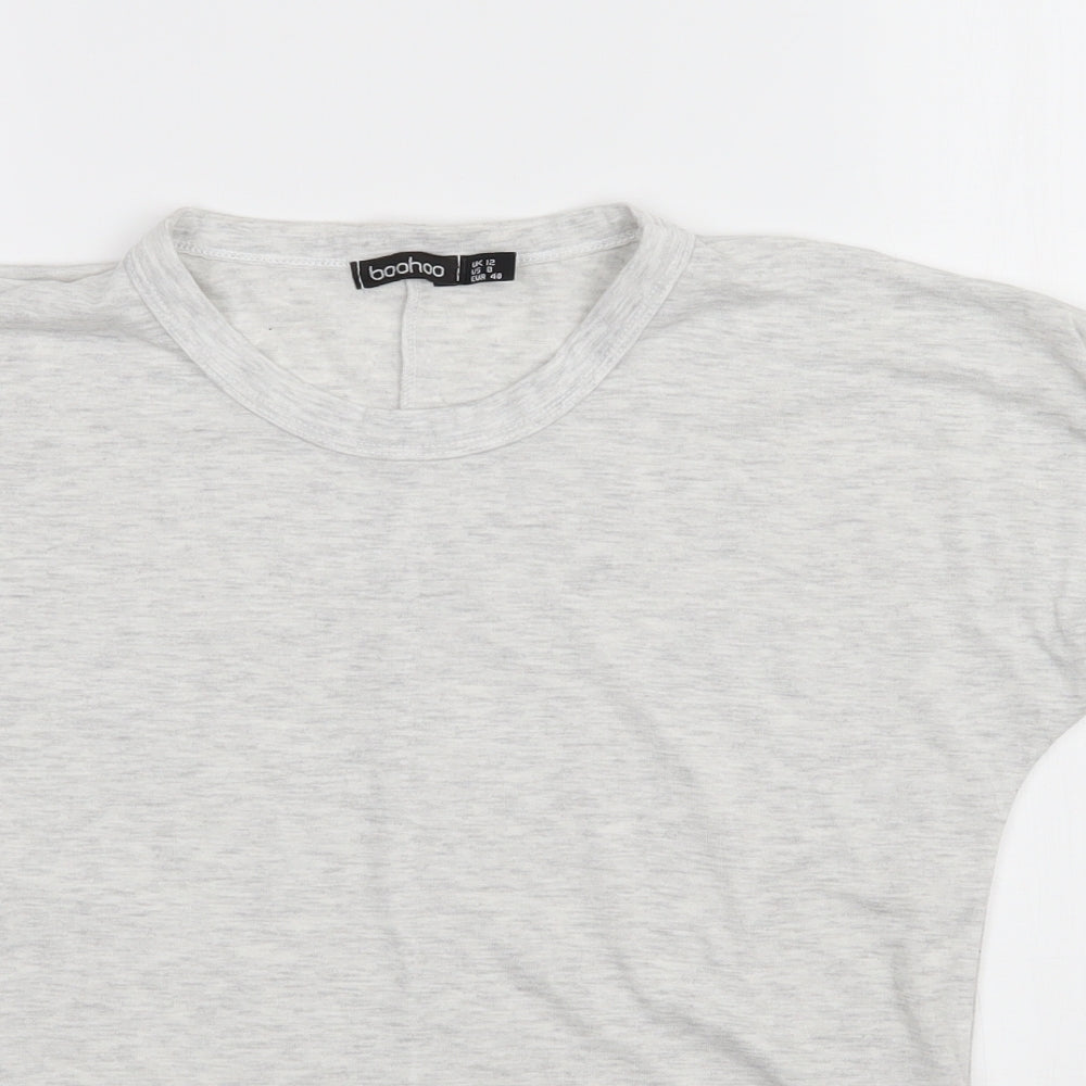 Boohoo Womens Grey  Jersey Basic T-Shirt Size 12