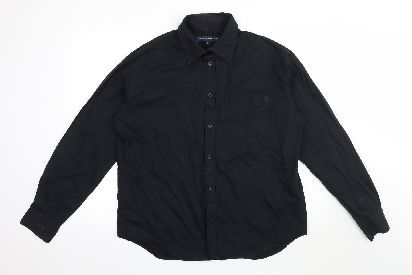 French Connection Mens Black    Button-Up Size XL