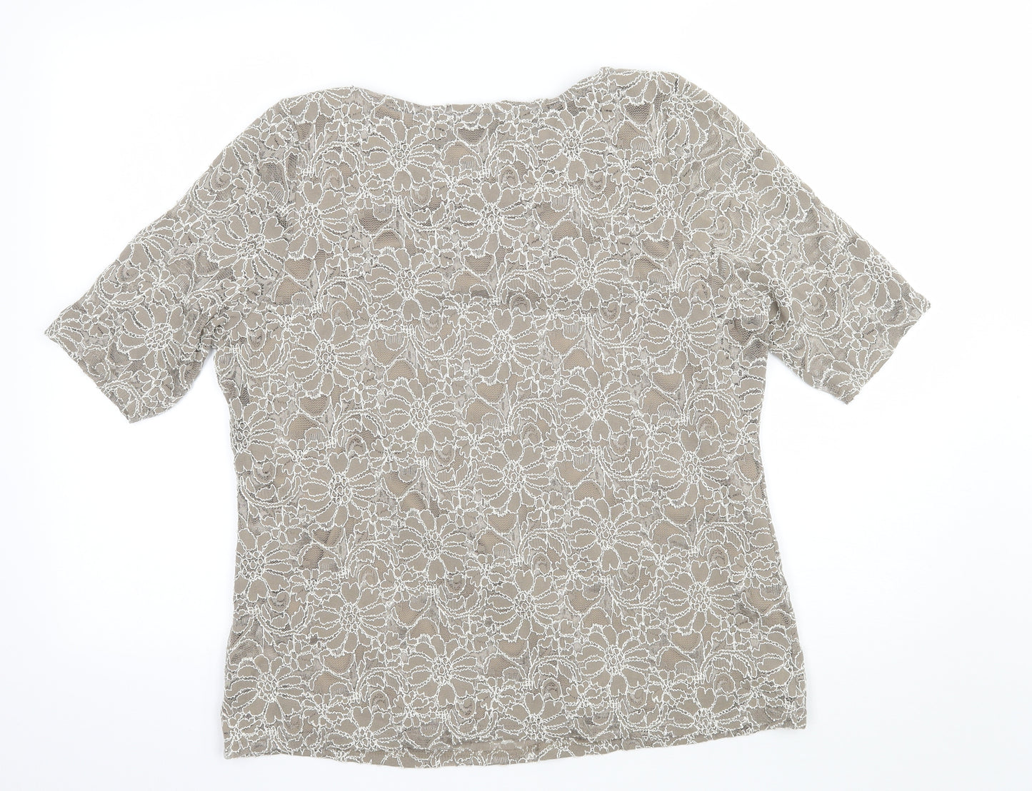 David Emanuel Womens Brown  Lace Basic T-Shirt Size 16