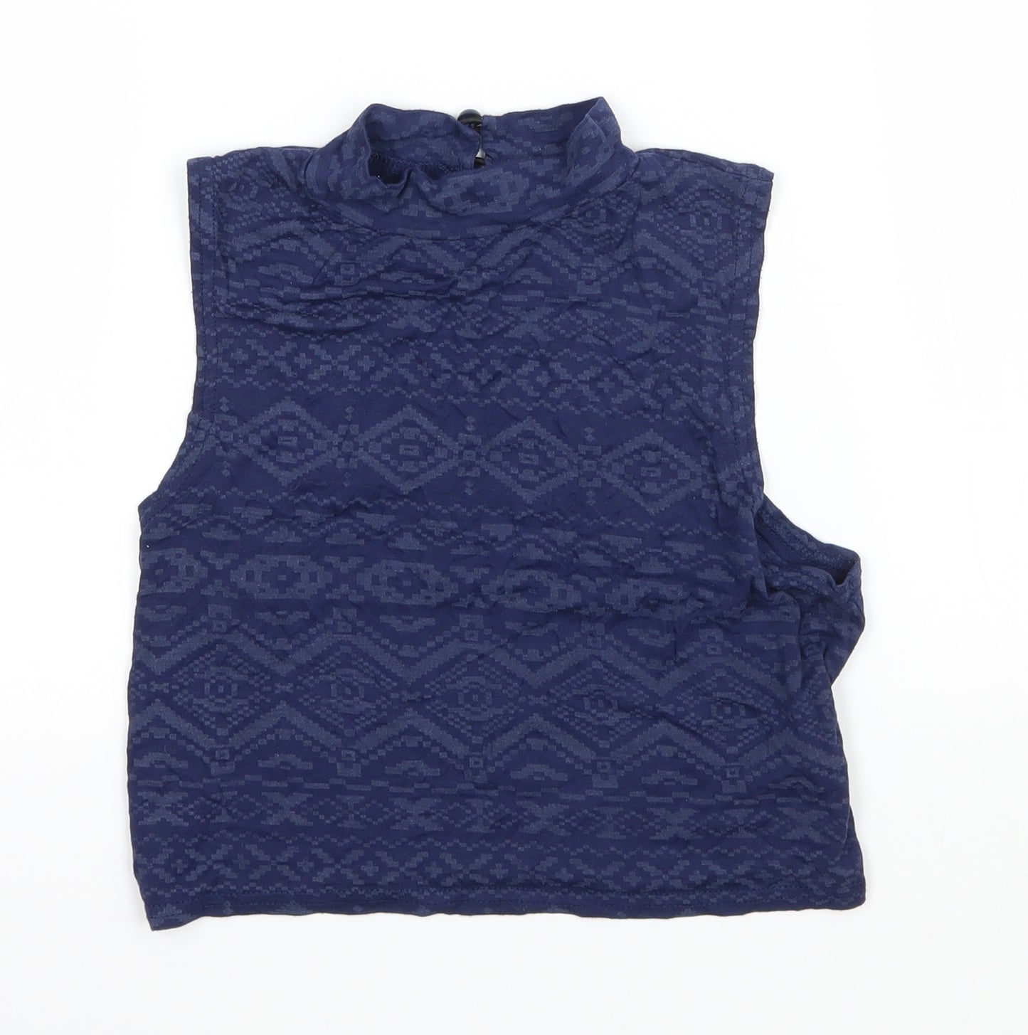 New Look Womens Blue Geometric Jersey Basic Tank Size 12