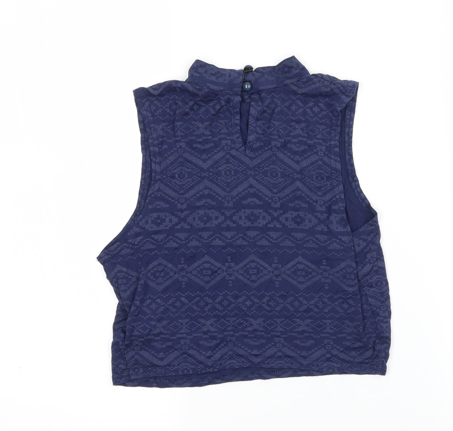New Look Womens Blue Geometric Jersey Basic Tank Size 12