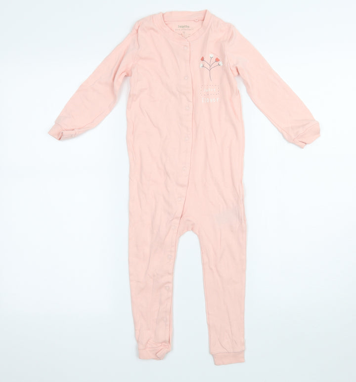 Lupliu Girls Pink Jersey Babygrow One-Piece Size 18 Months - Sweet Flower