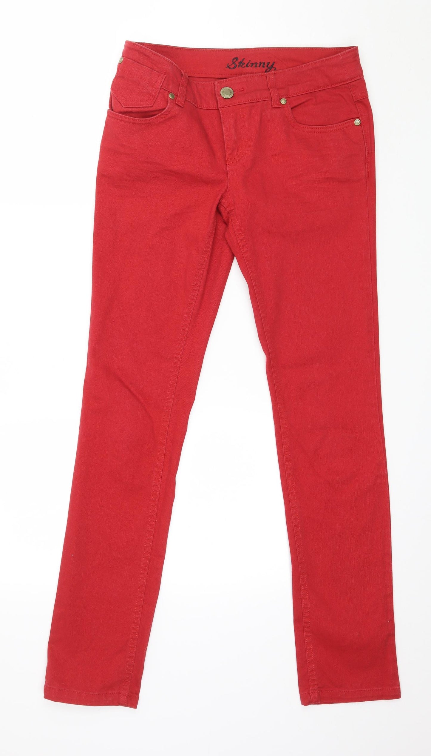 Denim & Co. Womens Red  Denim Skinny Jeans Size 8 L31 in
