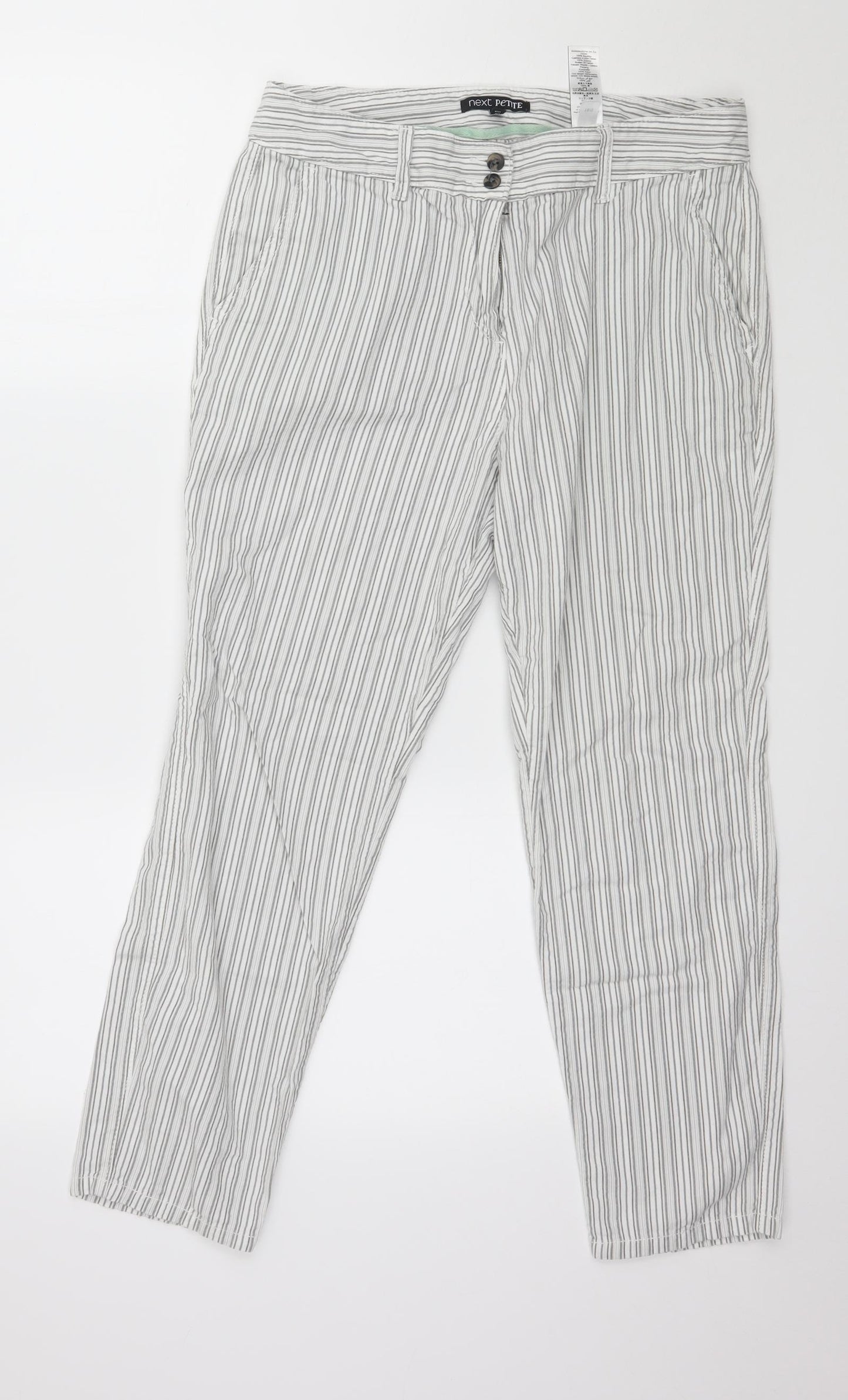 NEXT Womens White Striped  Trousers  Size 12 L26 in