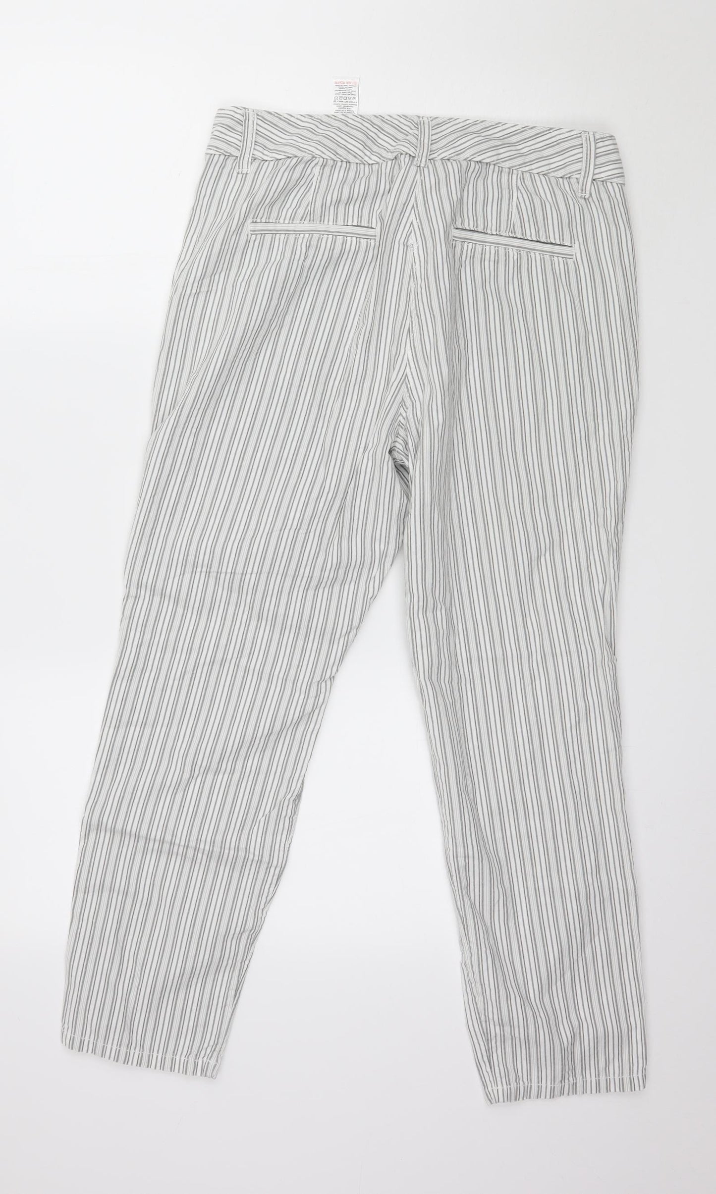 NEXT Womens White Striped  Trousers  Size 12 L26 in