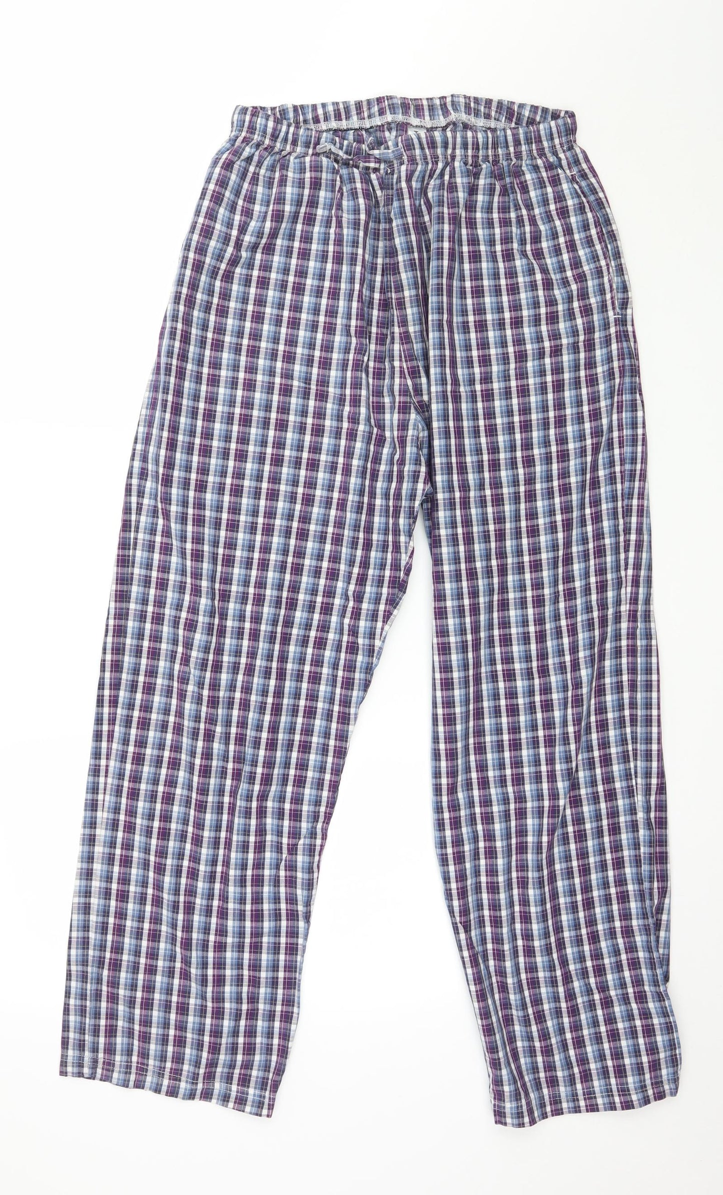 TU Mens Purple Check Jersey  Pyjama Pants Size M
