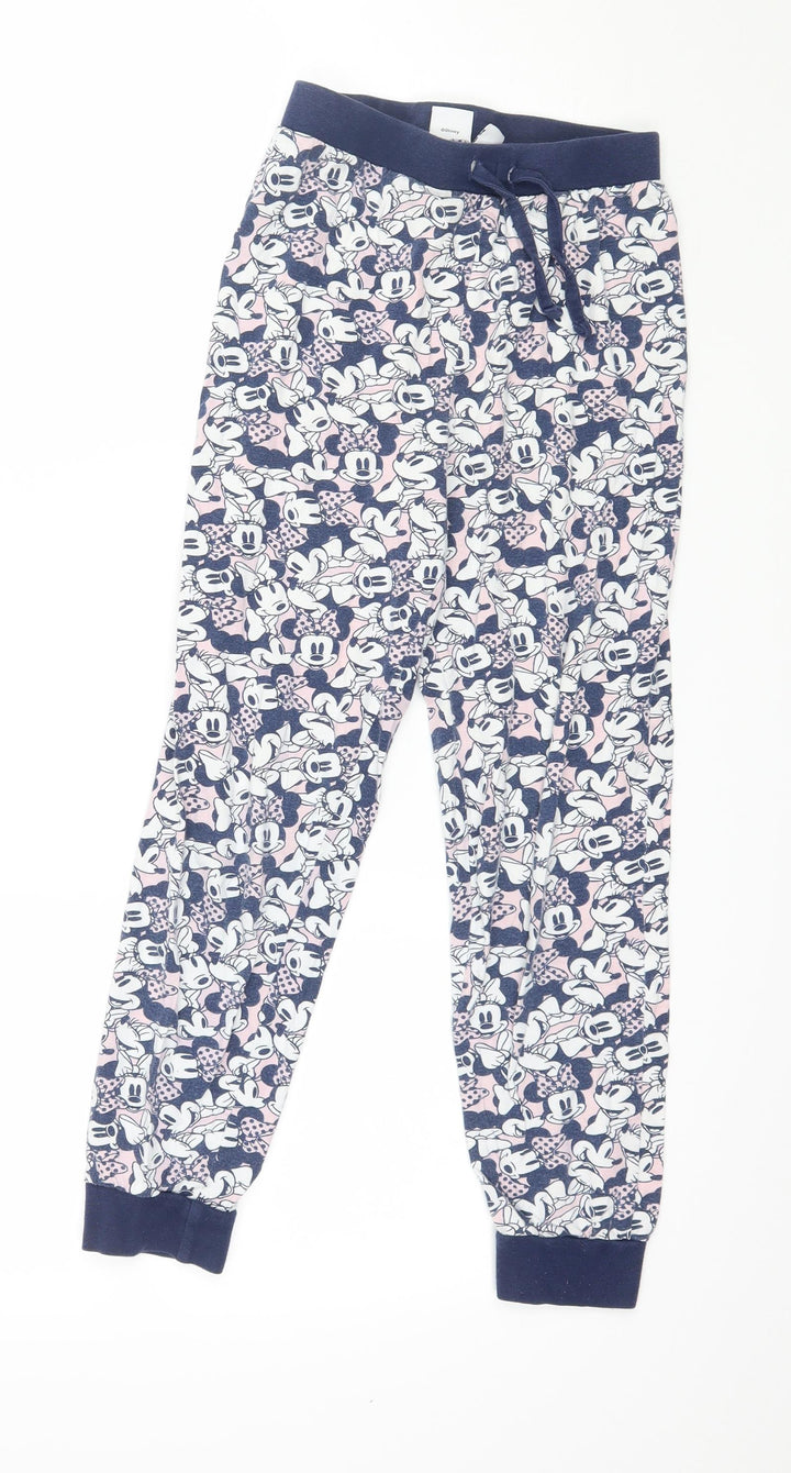 Disney Girls Blue Geometric Jersey Capri Pyjama Pants Size 9-10 Years  - Minnie Mouse