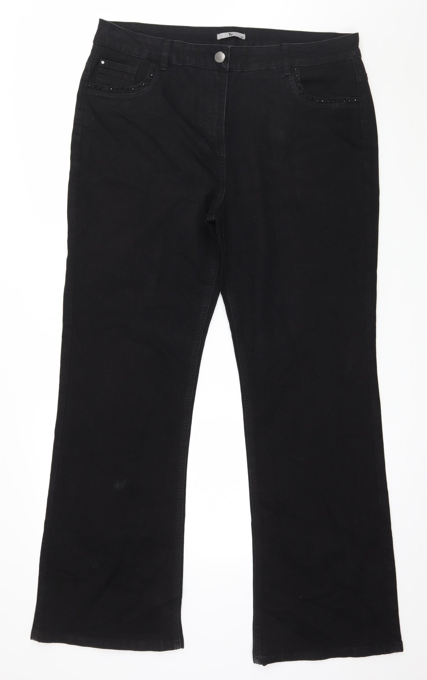 TU Womens Black  Denim Straight Jeans Size 18 L31 in