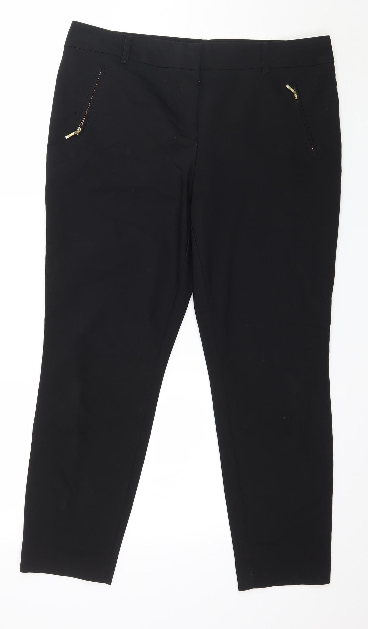 Papaya Womens Black   Trousers  Size 14 L26 in