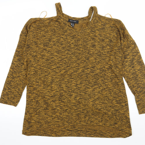 New Look Womens Yellow   Pullover Jumper Size M  - Cut Out Shoulder