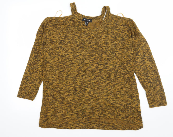New Look Womens Yellow   Pullover Jumper Size M  - Cut Out Shoulder