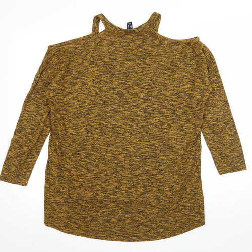 New Look Womens Yellow   Pullover Jumper Size M  - Cut Out Shoulder