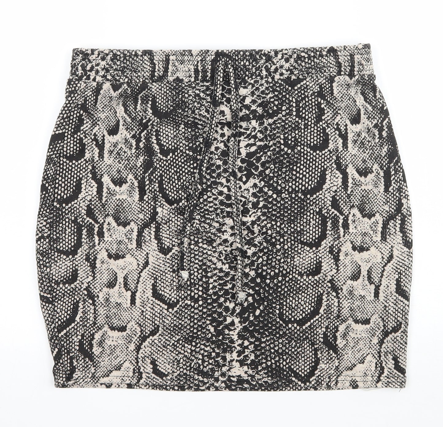 PRETTYLITTLETHING Womens Black Animal Print Jersey Mini Skirt Size 10